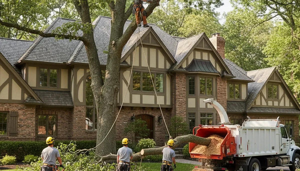 Tree service crew in Highland Park, IL providing professional tree trimming and removal services