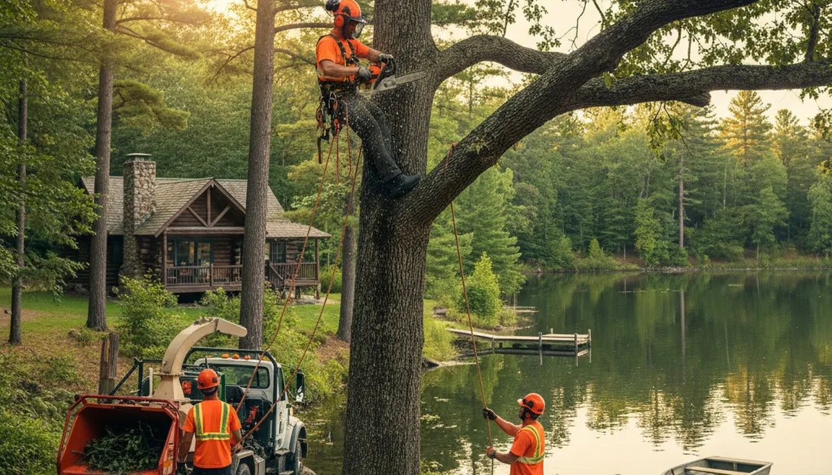 Tree service crew in Highland Park, IL performing professional tree care for a local property